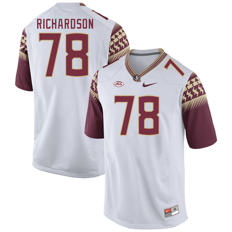 Men #78 Daughtry Richardson Florida State Seminoles College Football Jerseys Stitched-White